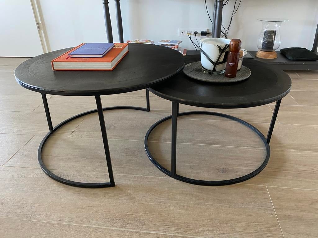 Deux tables en metal de chez juntoo, Huis en Inrichting, Tafels | Salontafels, Ophalen, Zo goed als nieuw