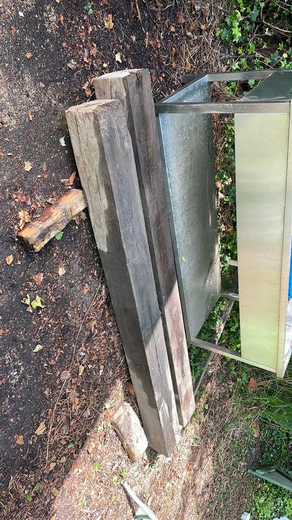 Houten balken 2m45 lang, Ophalen, Gebruikt, Balken