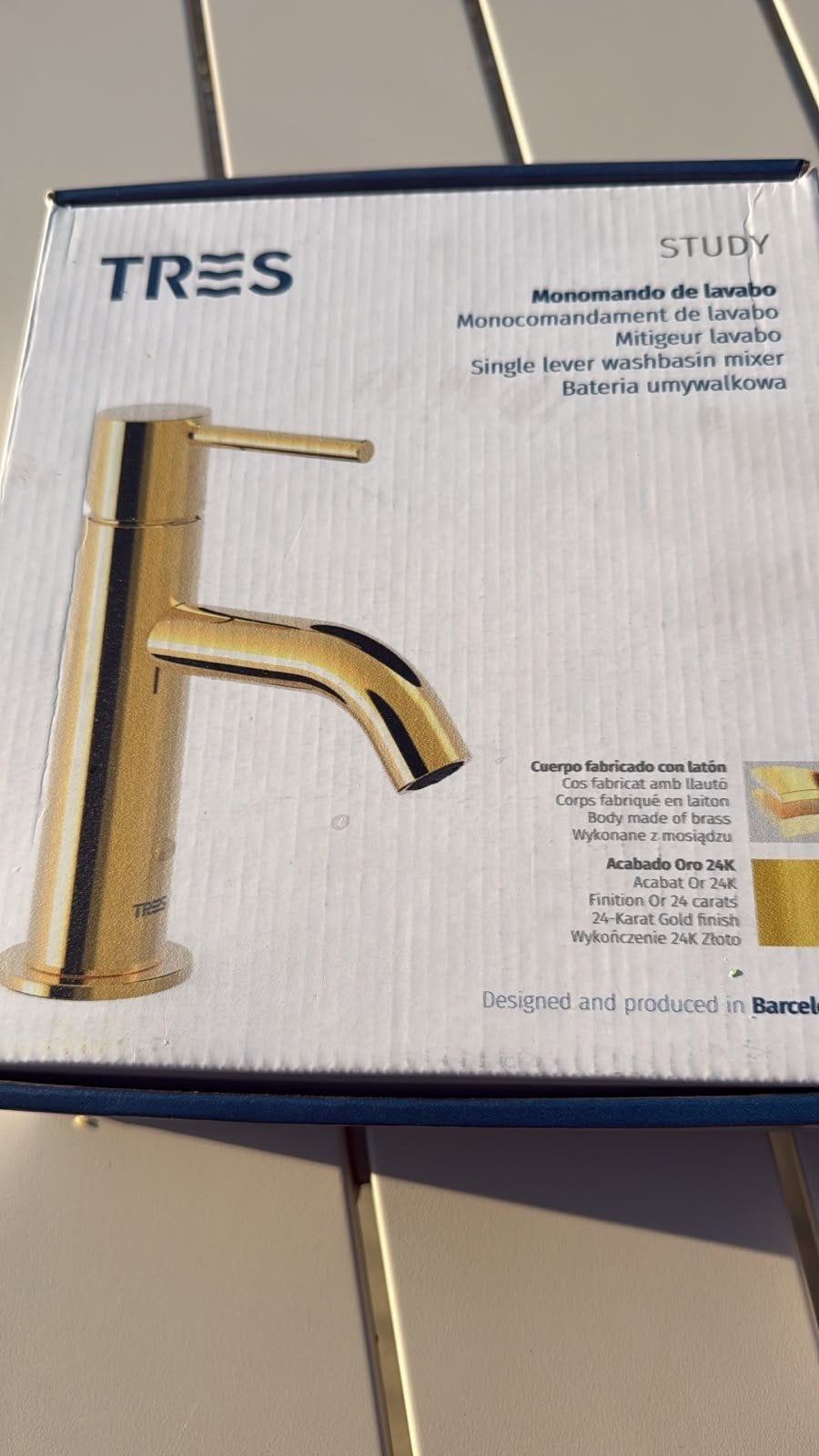 Mitigeur lavabo TRES Study Or 24K – Neuf avec boîte, Enlèvement, Comme neuf, Robinet