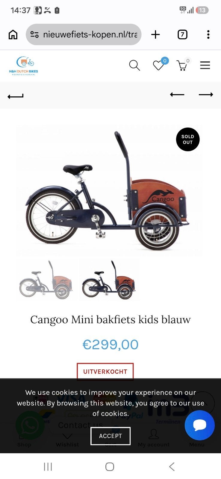 Cangoo mini bakfiets ! zeer nette staat, Enlèvement, Utilisé, 2 enfants