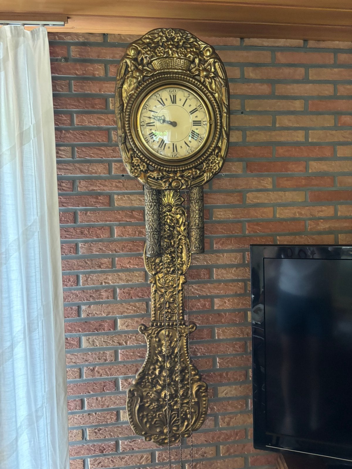 Gouden Wandklok met gewichten, Antiek en Kunst, Antiek | Klokken, Ophalen