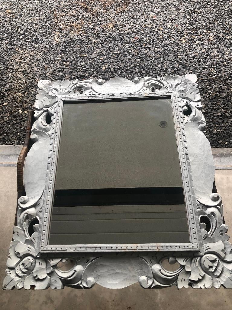 Miroir bois blanc, Ophalen, Zo goed als nieuw, Minder dan 100 cm, Rechthoekig