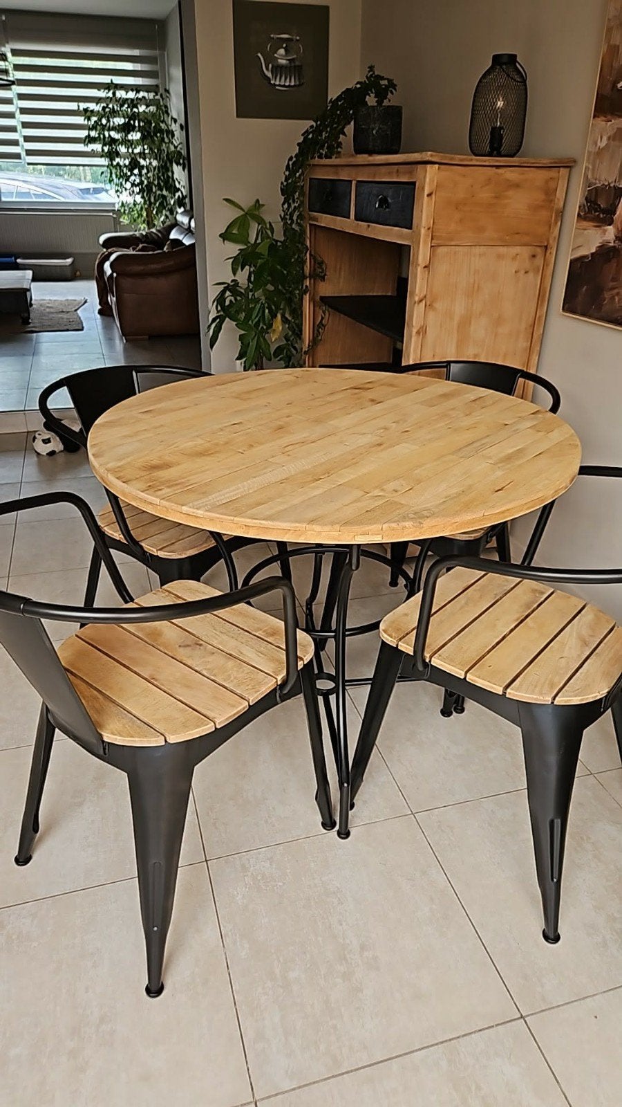 Table à manger + 4 chaises métal bois, Maison & Meubles, Tables | Tables à manger, Enlèvement, Métal