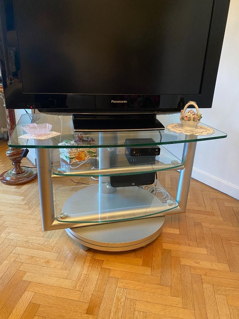 PRAKTISCH TV MEUBEL IN GLAS, Ophalen, Gebruikt, 200 cm of meer, 50 tot 100 cm