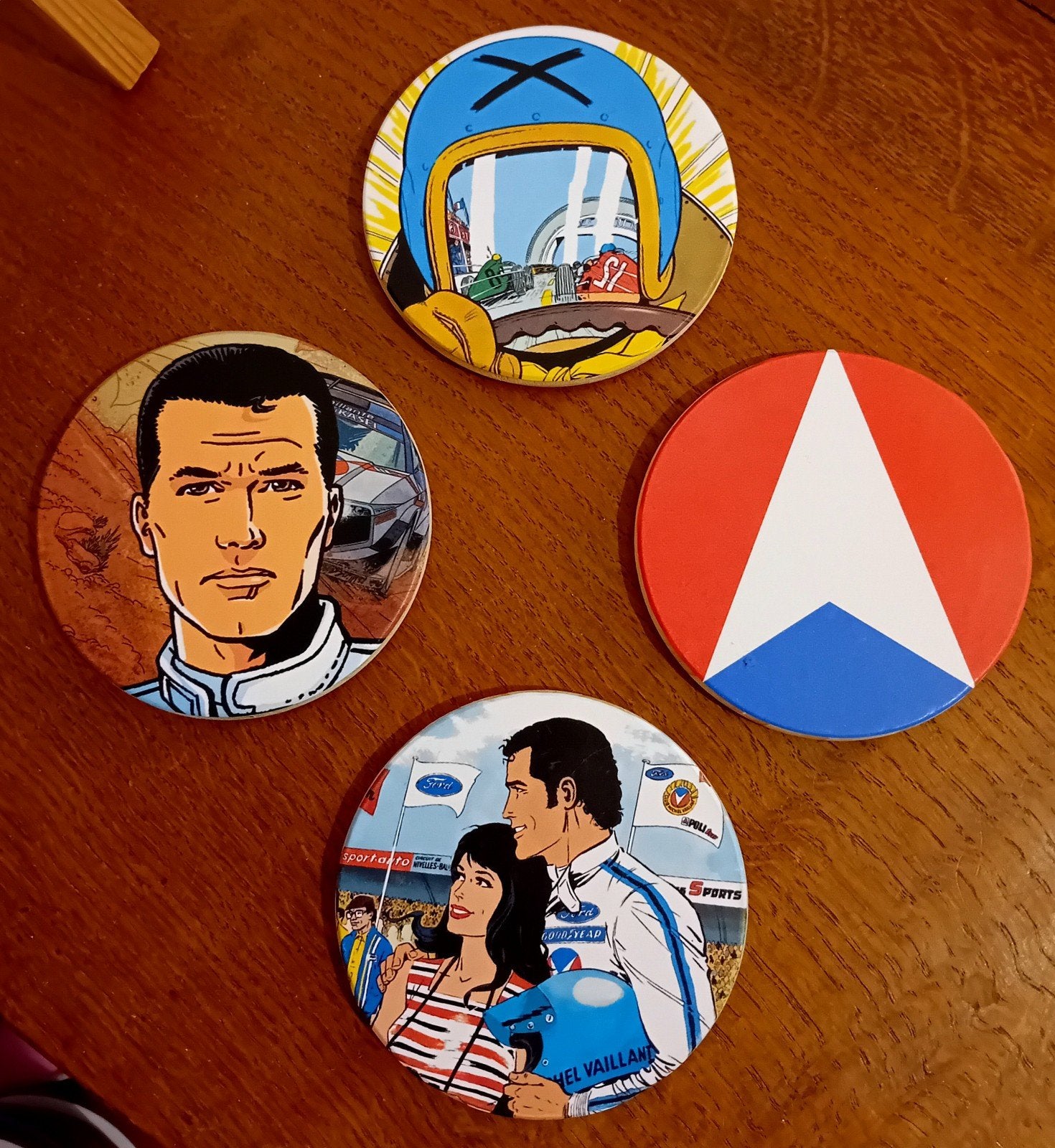 Michel Vaillant : lot de 4 sous-verres en bois traité *lot 1, Envoi, Tintin, Comme neuf, Autres types
