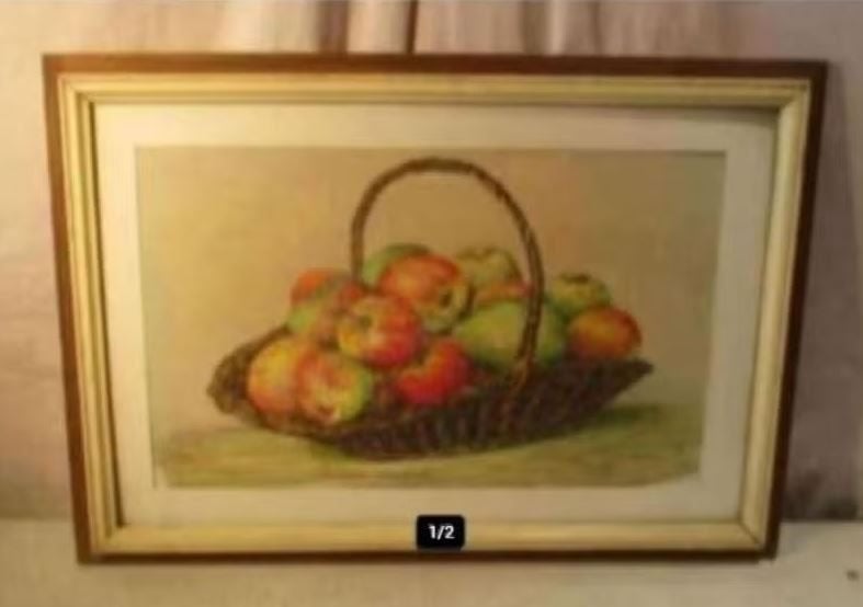 Beau dessin « Corbeille avec fruits » - Jos Ijskout, Antiquités & Art, Enlèvement ou Envoi, Dessin, Fait main