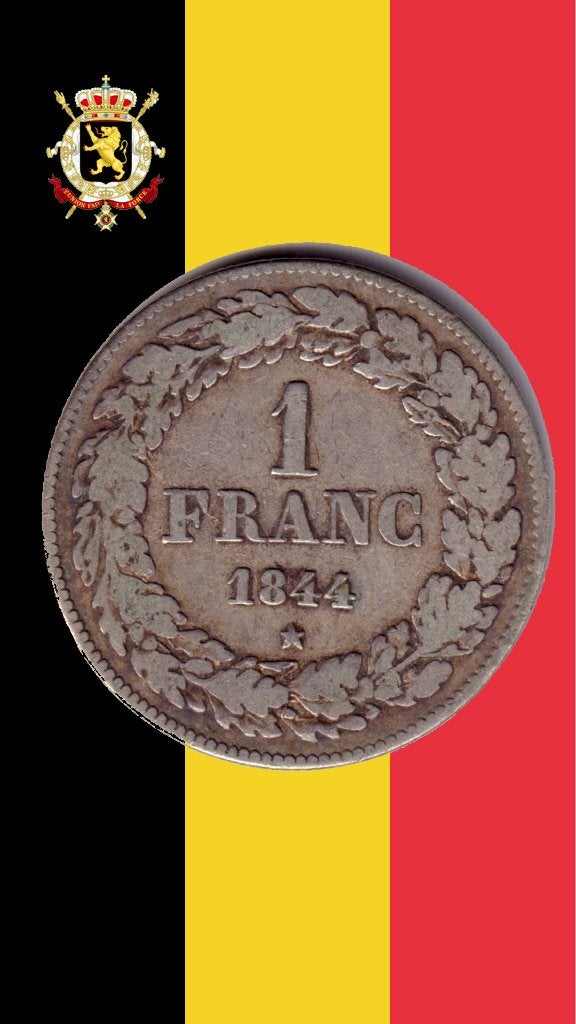 VARIANT: 1 frank 1844 (smalle kartelrand) - Leopold I, Postzegels en Munten, Zilver, Ophalen of Verzenden, Losse munt, Zilver