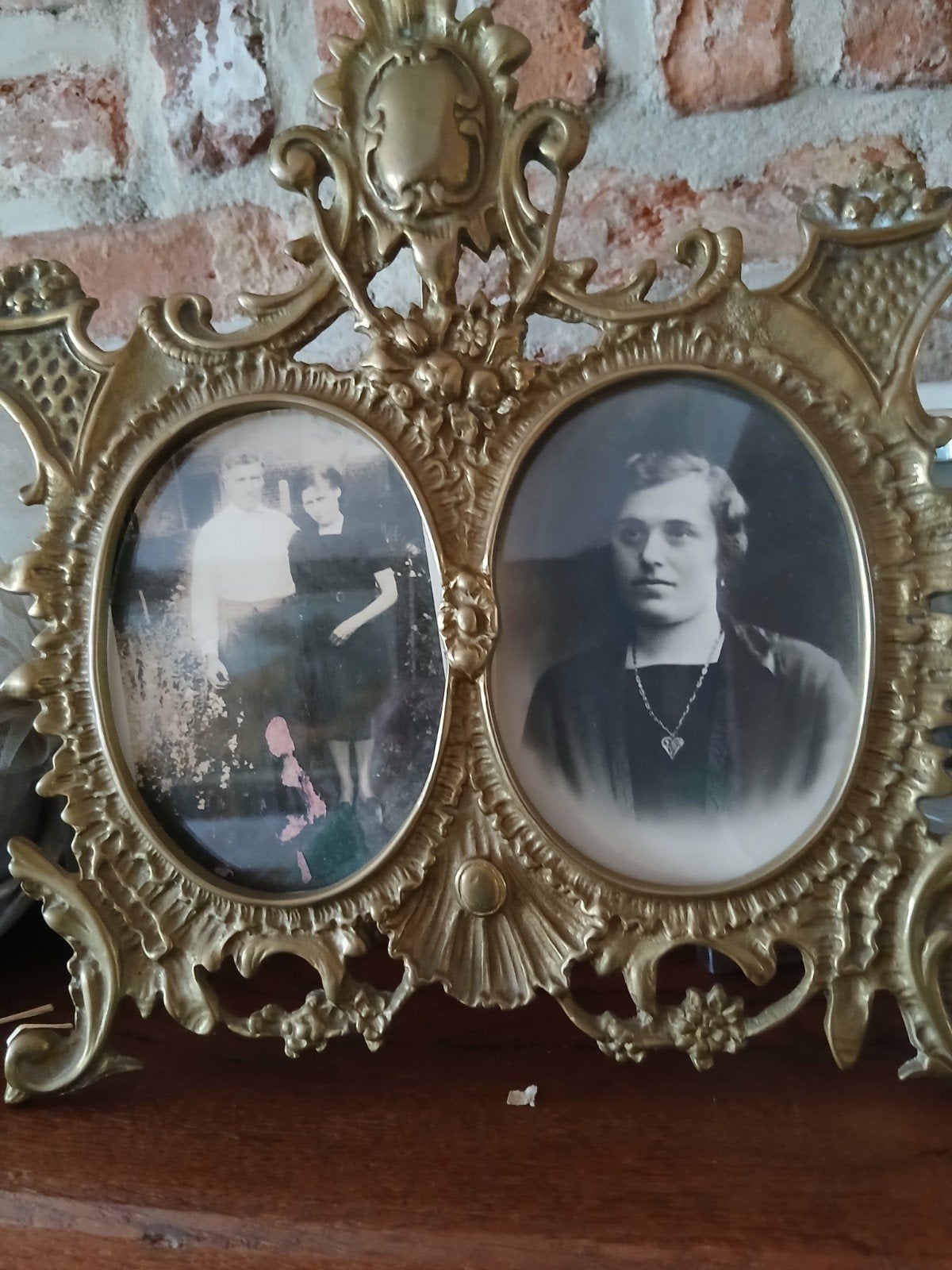 Dubbele fotokader brons 1920, Antiek en Kunst, Ophalen, Brons