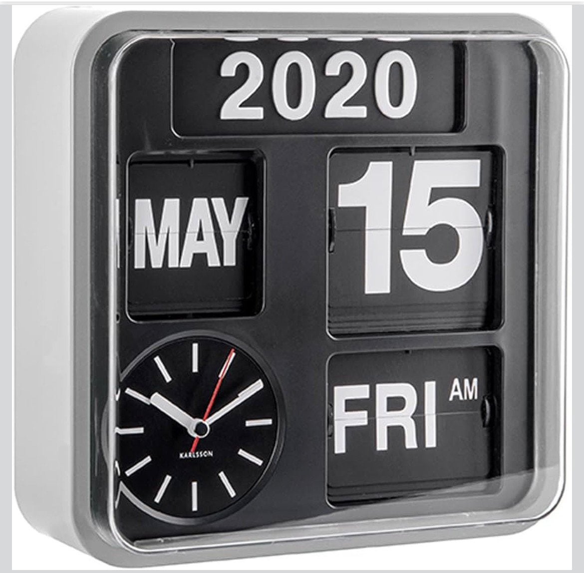 Karlsson flip clock, Ophalen, Wandklok, Grijs, Analoog