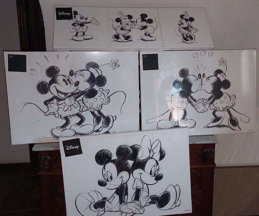 Disney Wanddecoratie Canvas Set Mickey & Minnie - Geseald, Verzamelen, Disney, Nieuw, Plaatje of Poster, Mickey Mouse, Ophalen of Verzenden