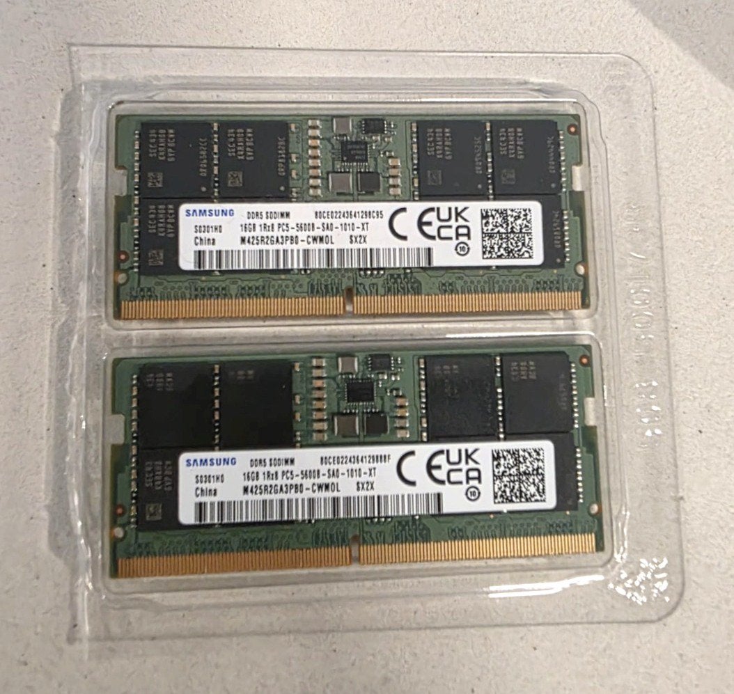 32 GB DDR5 Samsung Laptopgeheugen – 2x16 GB – 5600 MHz, Enlèvement ou Envoi, Comme neuf, DDR5, Laptop