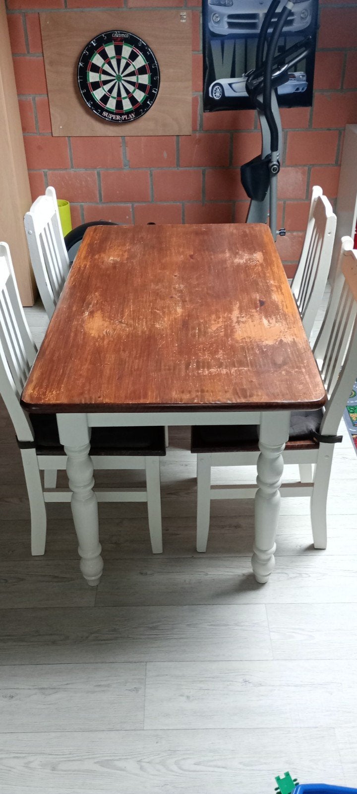 Landelijke tafel met 4 stoelen, Huis en Inrichting, Tafels | Eettafels, Ophalen, Gebruikt, 100 tot 150 cm, 50 tot 100 cm