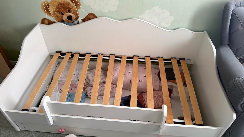 Emma kinderbed 160x80 met lade, matras en lattenbodem, 160 à 180 cm, 85 à 100 cm, Comme neuf, Enlèvement