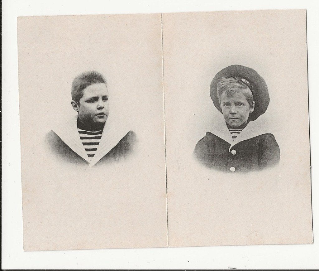 doodsprentje 2 broers adel 1897/98 foto de vinck winnezeele, Verzamelen, Bidprentjes en Rouwkaarten, Ophalen of Verzenden