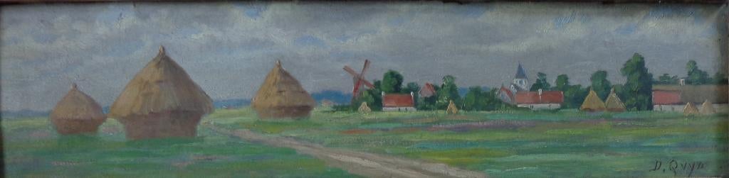 D. QUYO / VUE PRISE A AUVERGEM / OLIEVERF / 21x65cm / KADER, Enlèvement ou Envoi