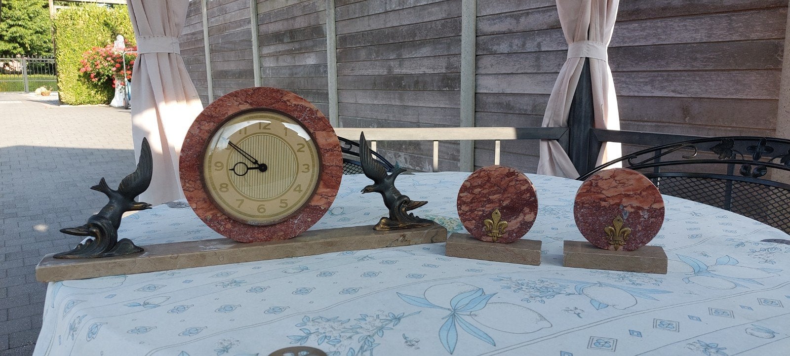3-delig marmeren schouwgarnituur, Antiek en Kunst, Ophalen