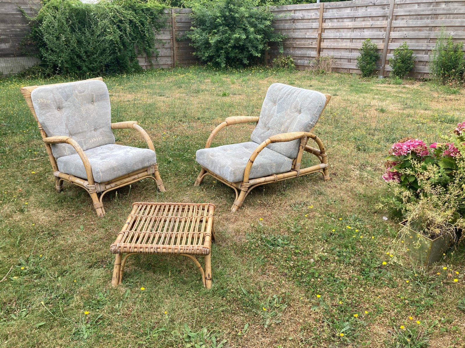 Leuke rotan tuinstoeltjes, Ophalen, Gebruikt, Rotan, Verstelbaar