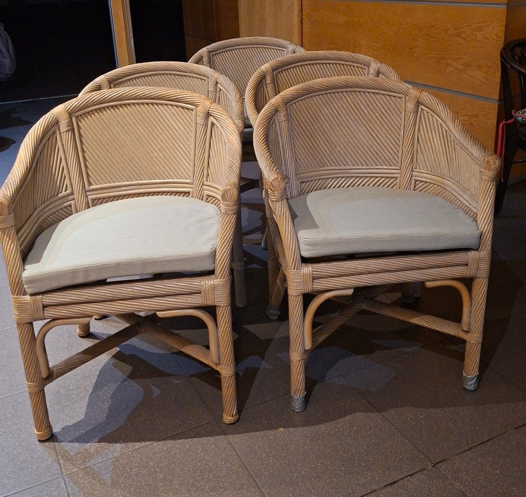 5 rotan stoelen, Ophalen, Gebruikt, Riet of Rotan