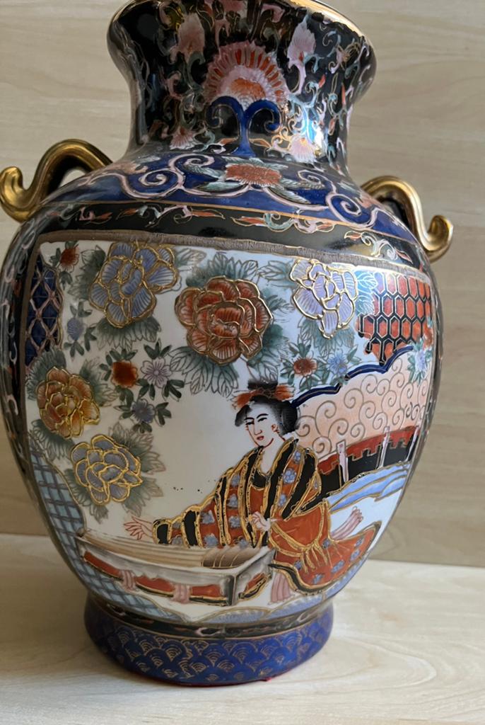 Vintage 30cm Japanse Satsuma Stijl vaas, Ophalen of Verzenden