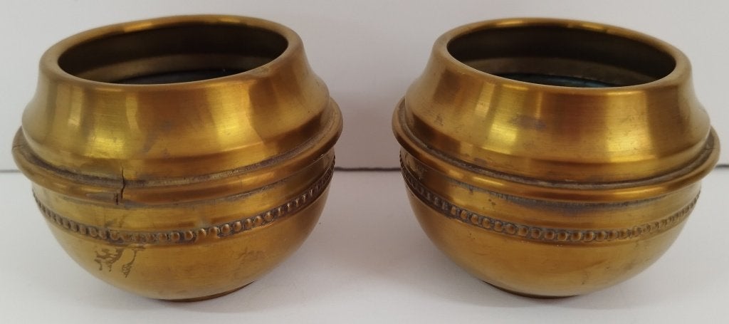 Set van 2 vintage koperen sierpotjes / cachepots, Ophalen of Verzenden, Koper