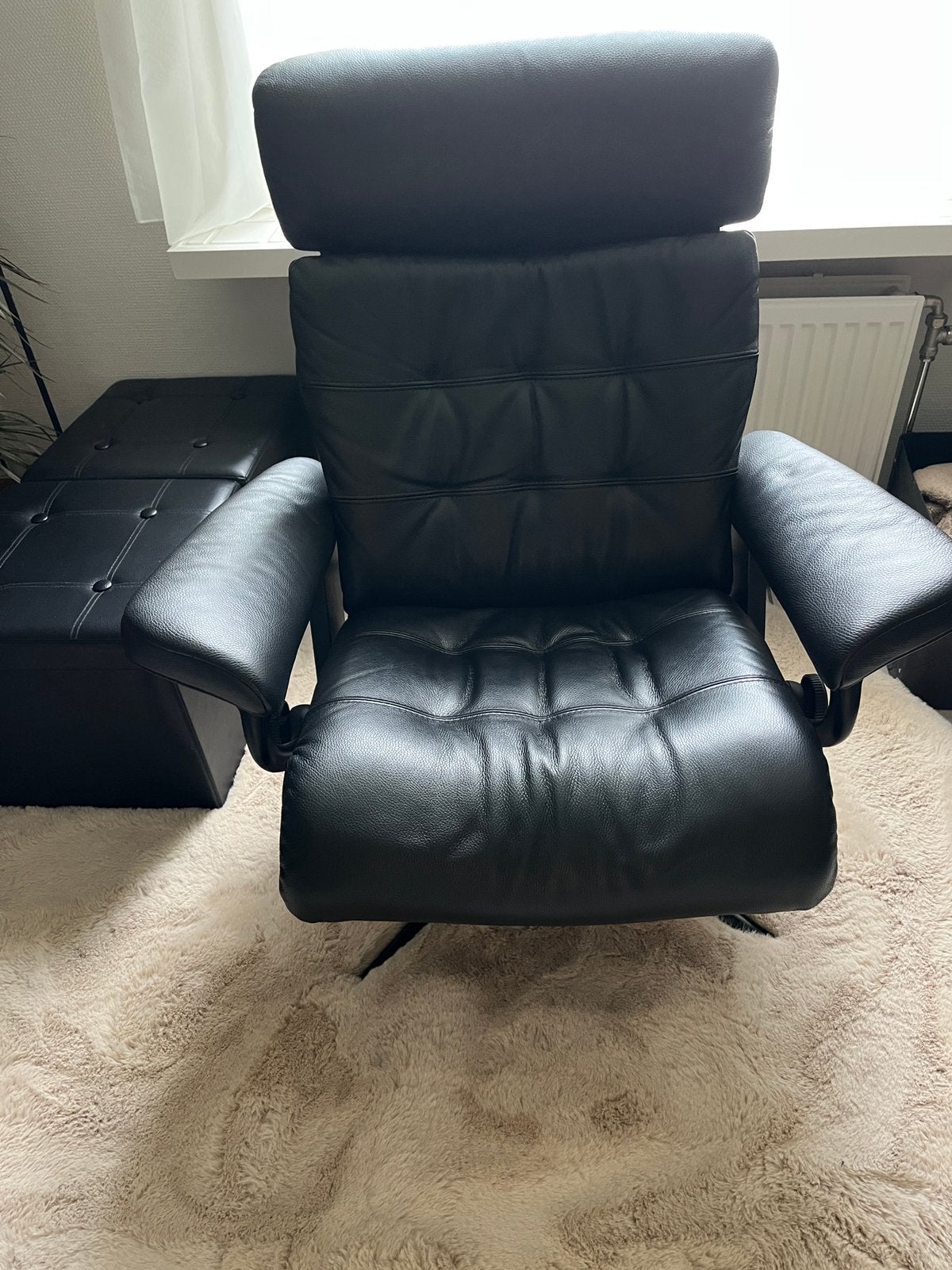 Stressless Erik Medium leder zwart zetel, Huis en Inrichting, Ophalen, Zo goed als nieuw