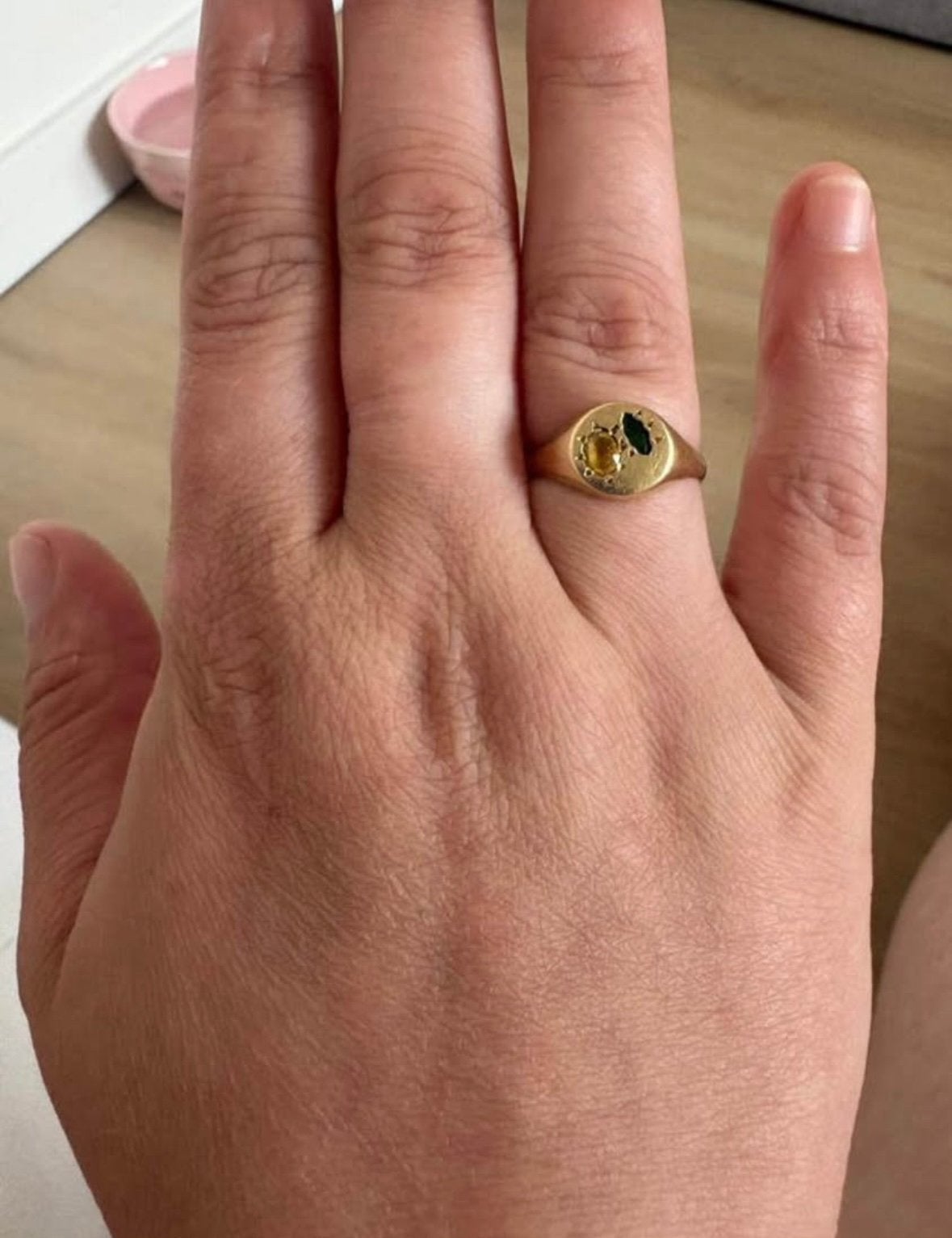 Bague en or 18 carats avec citrine et émeraude, Enlèvement