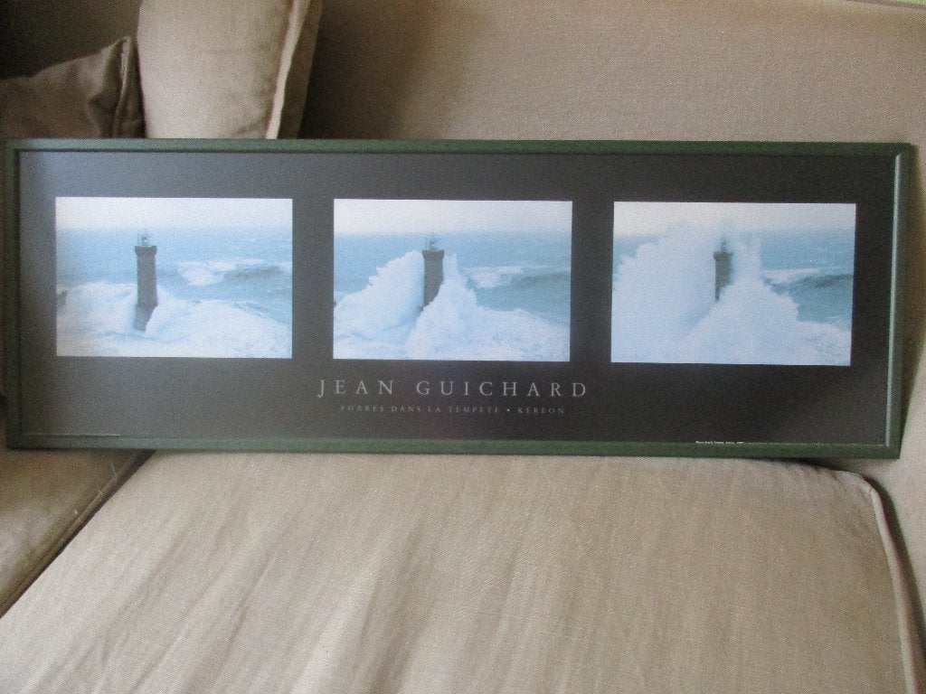 ORIGINELE POSTER KADER VUURTOREN PHARE GUICHARD KEREON 1989, Ophalen, Met lijst, Deurposter of groter, Rechthoekig Liggend