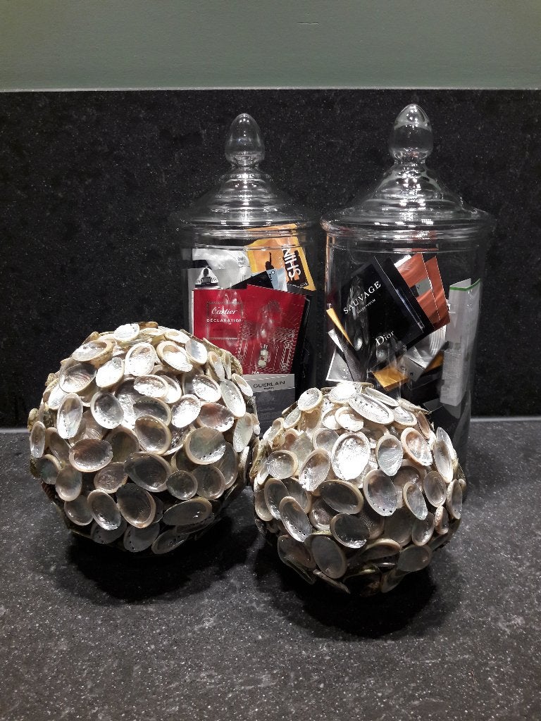 Decoratiebollen met parelmoerschelpen - 2 stuks, Ophalen of Verzenden, Nieuw