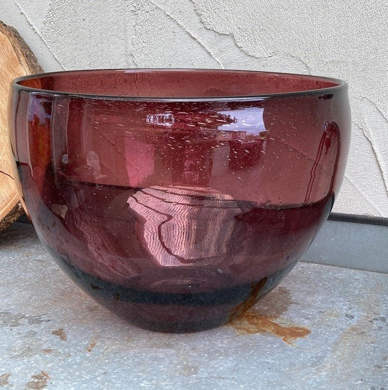 VAAS ENORME BOWL DKR. ROOD BOL DIA 40 CM H. 30 CM RIVERDALE, Ophalen, Handgemaakt, 30 cm, Nieuw