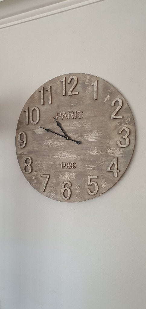 Ibiza style houten wandklok, Maison & Meubles, Accessoires pour la Maison | Horloges, Enlèvement ou Envoi, Comme neuf, Analogique