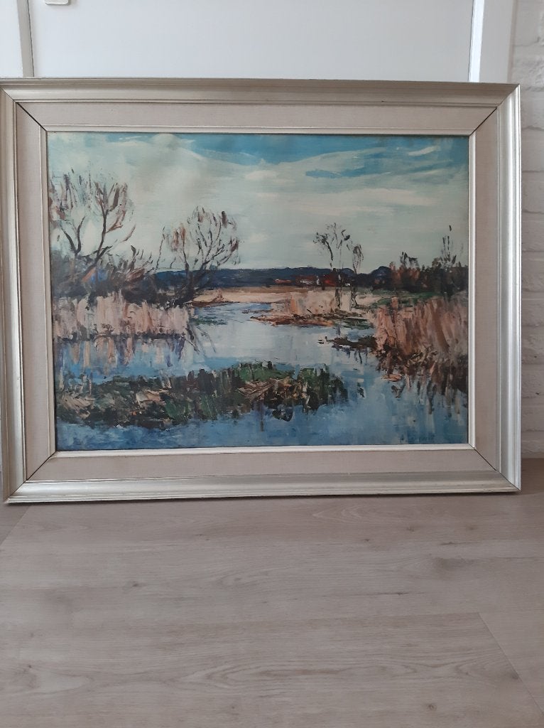 Schilderij van Anton Lamprecht, Peinture à l'huile, Paysage, Expressionniste, Toile