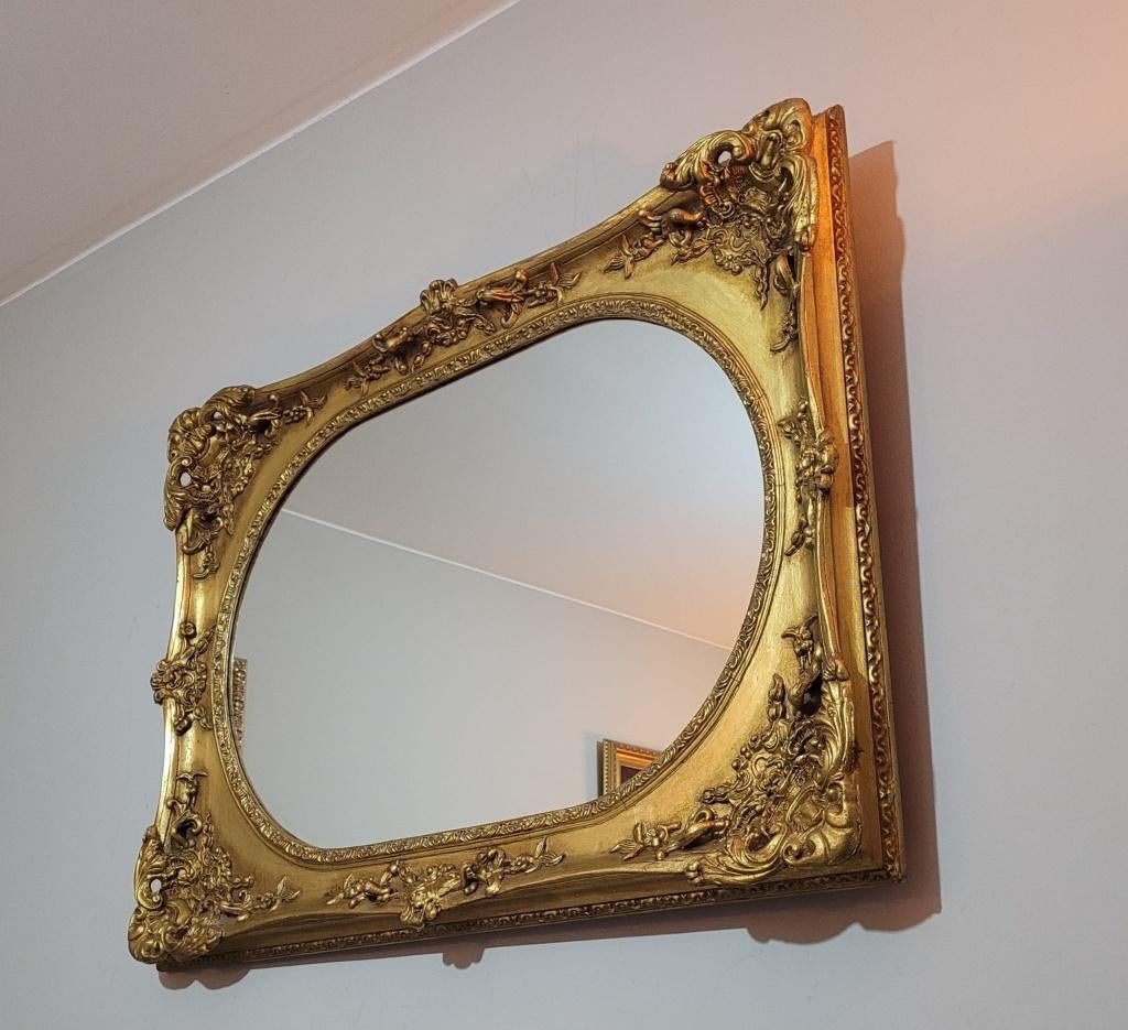 Miroir en bois et doré, fin du XIXe siècle, Moins de 100 cm, Enlèvement, Utilisé, Rectangulaire