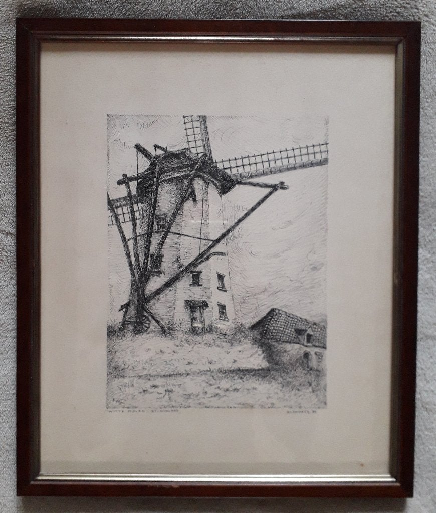 Pentekening - De Witte Molen Sint-Niklaas, Antiquités & Art, Enlèvement ou Envoi, Dessin, Dessin à la plume, Signé