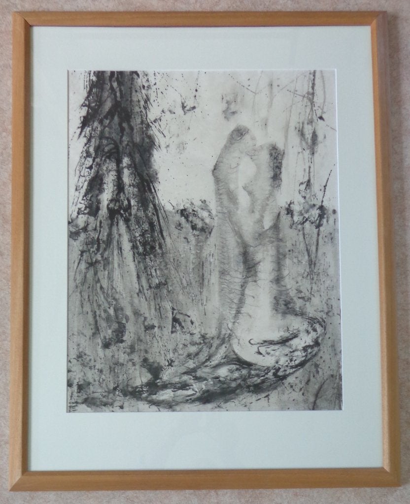 JAN VAERTEN / TWEE WERELDEN / ORIGINEEL WERK / 97x76cm KADER, Antiquités & Art, Art | Peinture | Moderne, Enlèvement, Verre, Signé