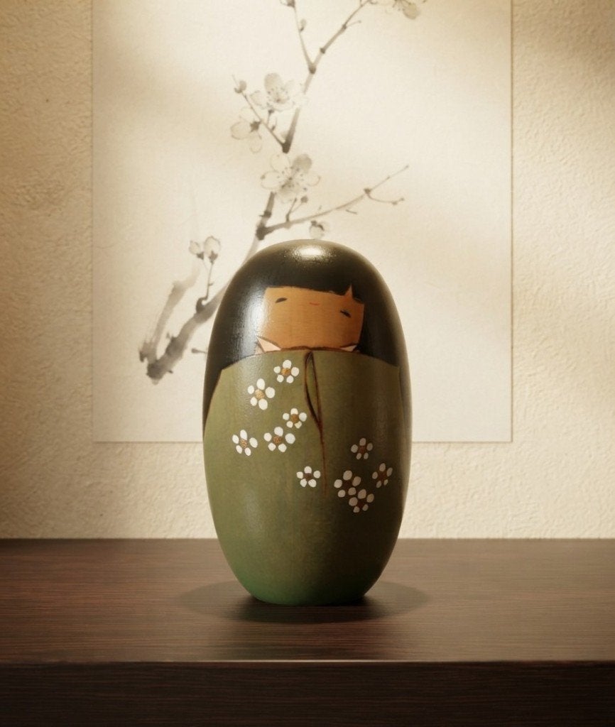 Magnifique Haru no kagayaki Kokeshi d'Usaburo, Antiquités & Art, Enlèvement ou Envoi, Fait main, Japon, Bois