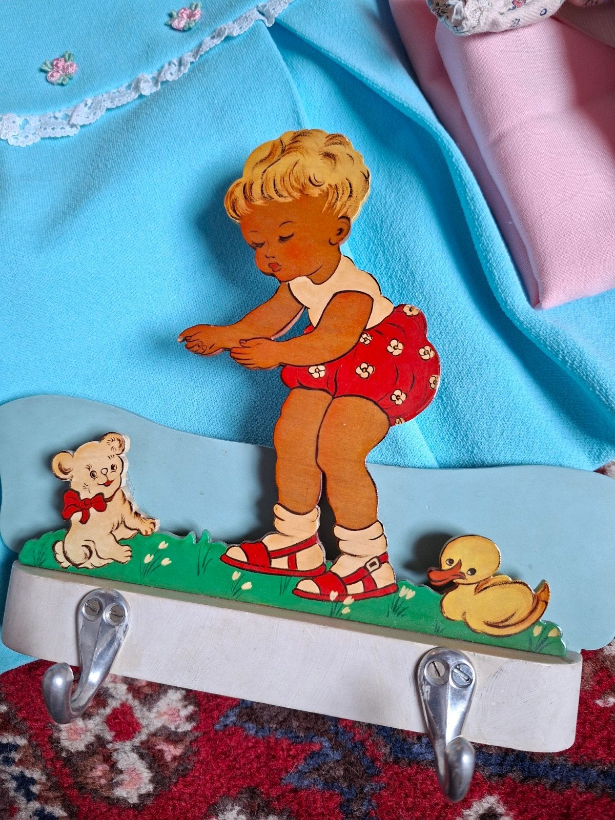 vintage kapstokje 2 haken, Kinderen en Baby's, Ophalen of Verzenden