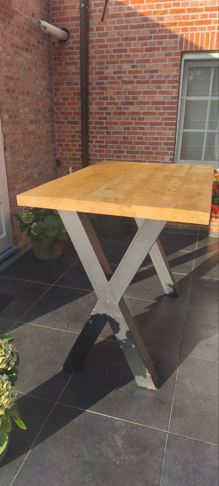 Industriële Barset Mangohout met 4 Verstelbare Stoelen, Enlèvement