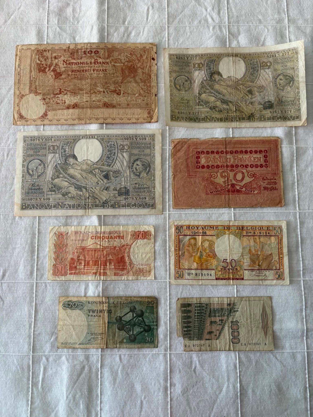 oude Belgische bankbiljetten 7 stuks, Ophalen of Verzenden, Setje