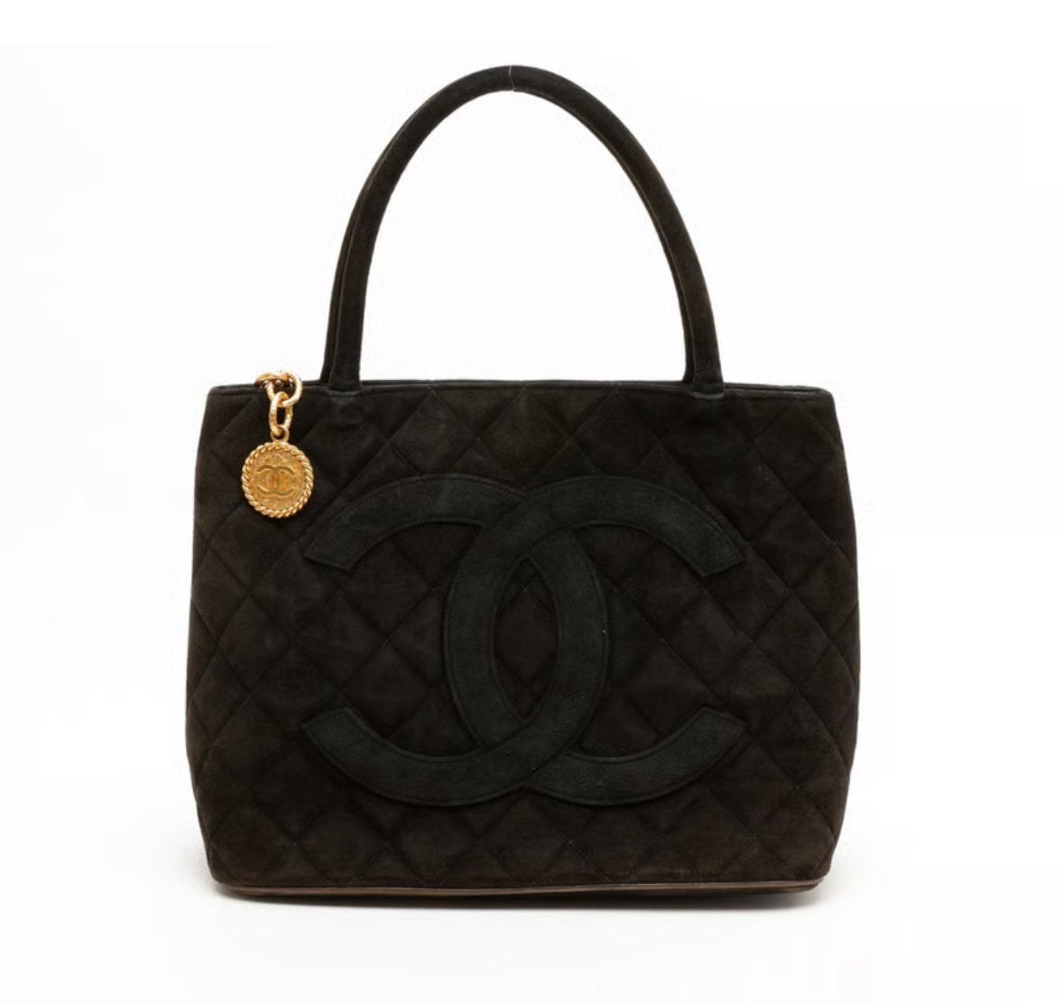 Chanel Medaillon Tas v zwart suède met dustbag aankoopbewijs, Ophalen, Zo goed als nieuw, Zwart