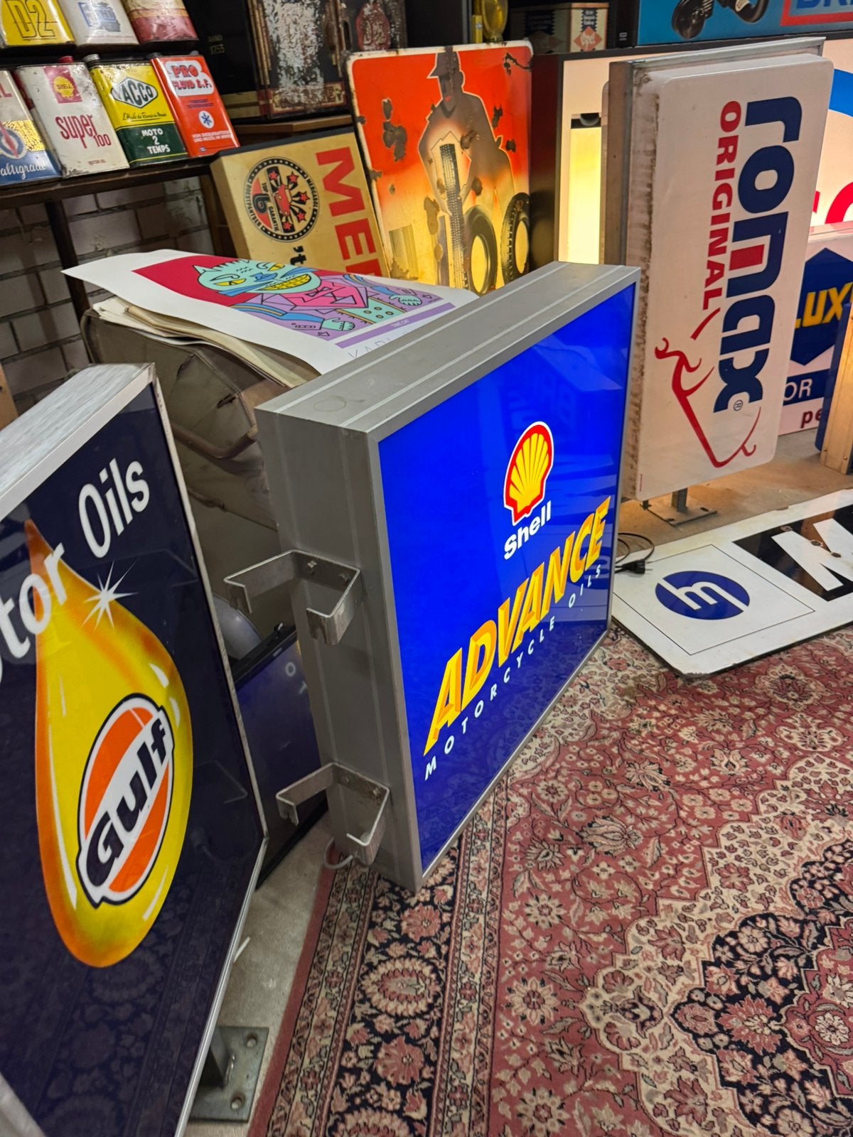 SHELL Advance oude reclame lichtbak, Verzamelen, Ophalen, Gebruikt, ., Lichtbak of (neon) lamp