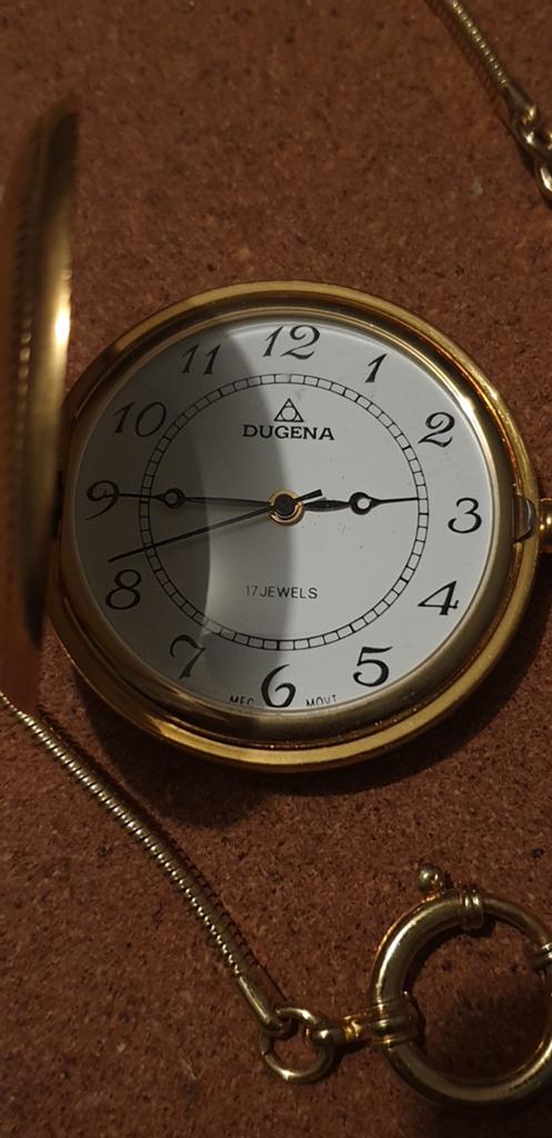 Montre de poche Dugena Savonette en or 10 carats avec certif, Bijoux, Sacs & Beauté, Enlèvement ou Envoi, Autres matériaux, Autres types