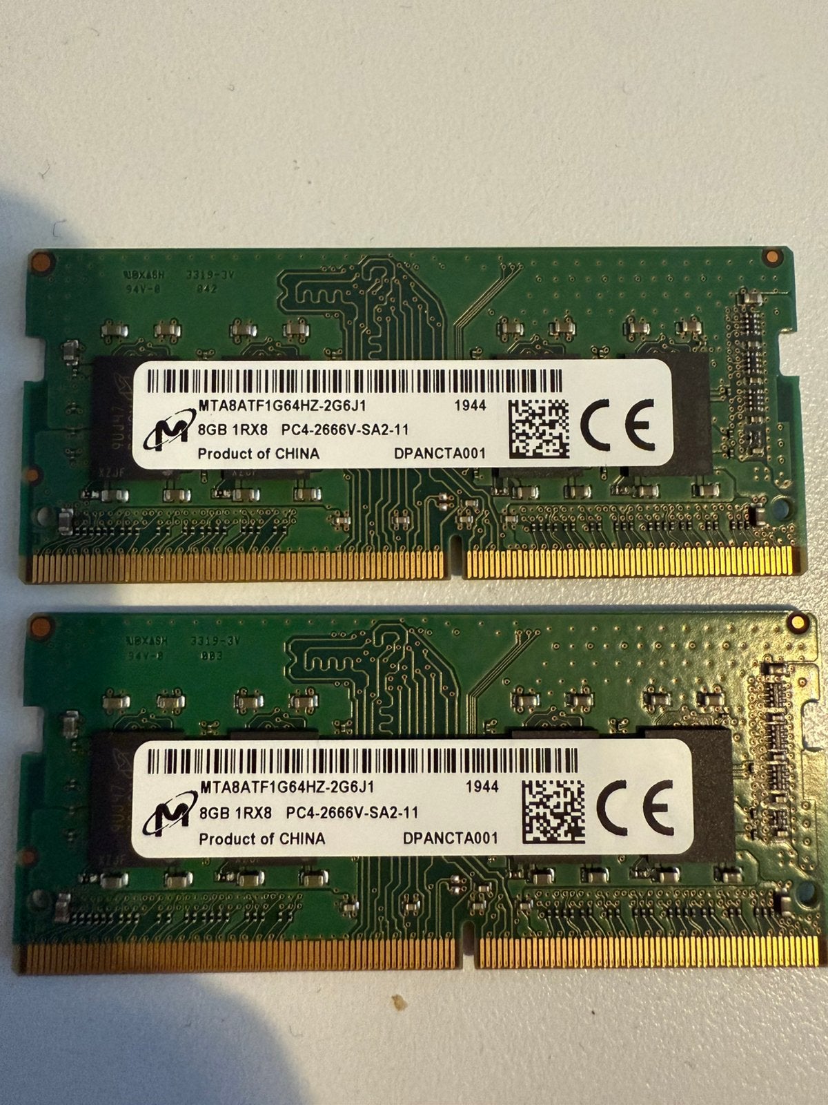 2 x 8 Go de mémoire vive SODIMM DDR4 Micron, DDR4, Comme neuf, Enlèvement, Laptop