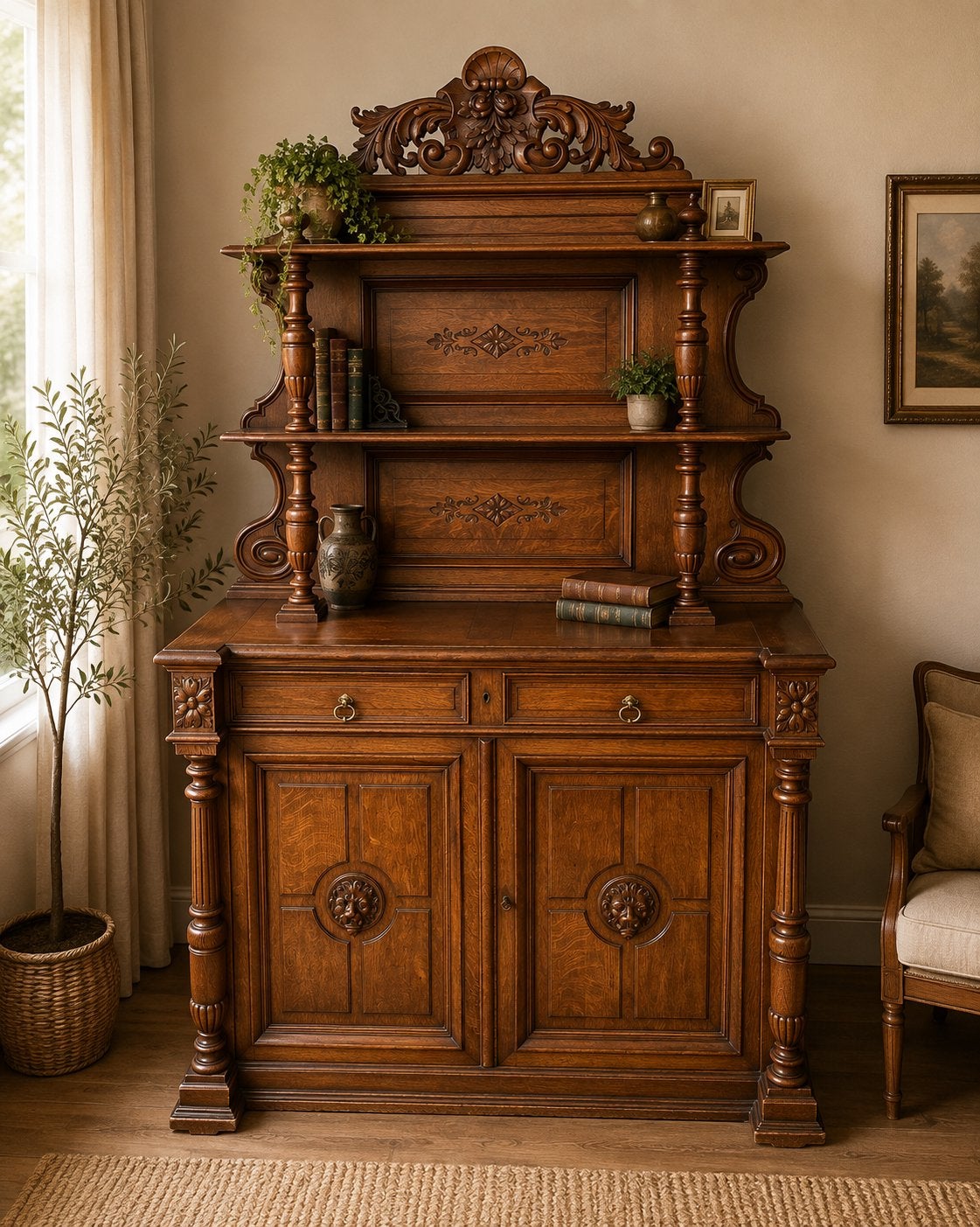 eiken buffetkast/dressoir in neo-renaissancestijl,, Ophalen