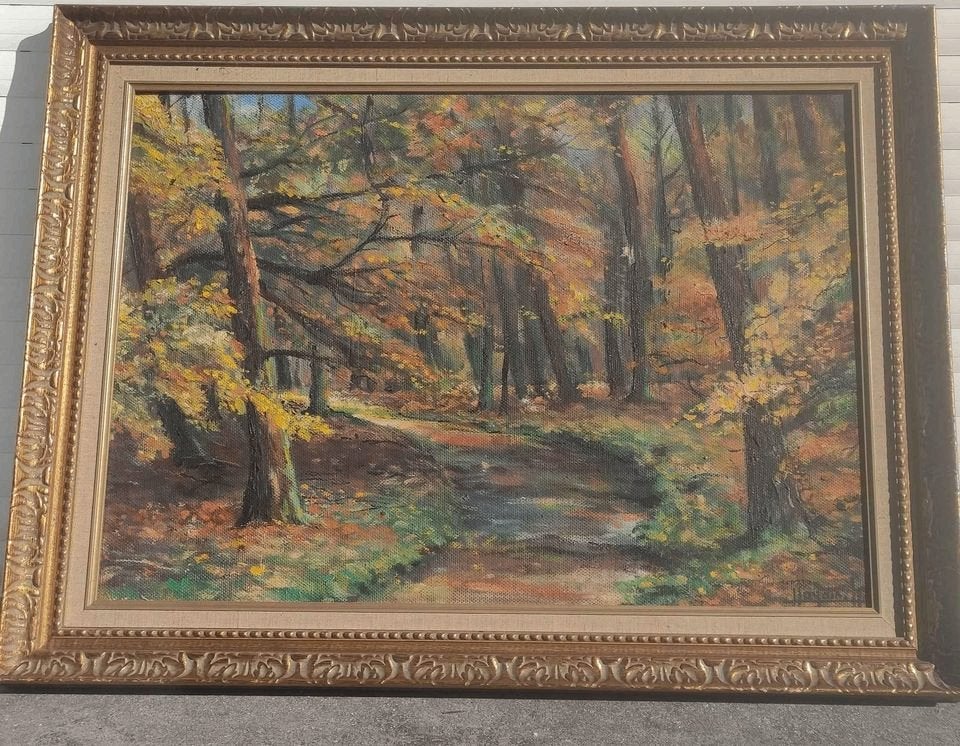 huile sur panneau sous bois signe louis royon, Antiek en Kunst, Kunst | Schilderijen | Klassiek, Ophalen of Verzenden, Paneel