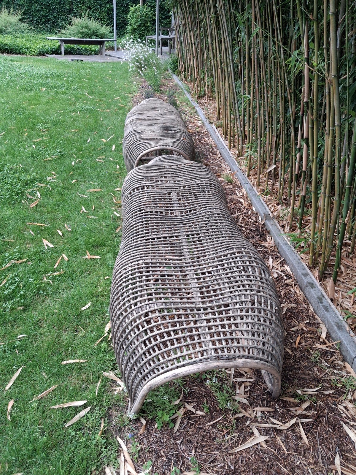 2 Rieten zitbanken, Tuin en Terras, Ophalen