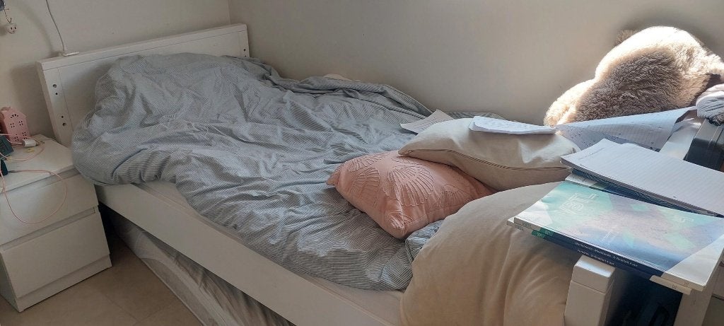 bed, Huis en Inrichting, Slaapkamer | Bedden, Ophalen, Gebruikt, 90 cm, Eenpersoons