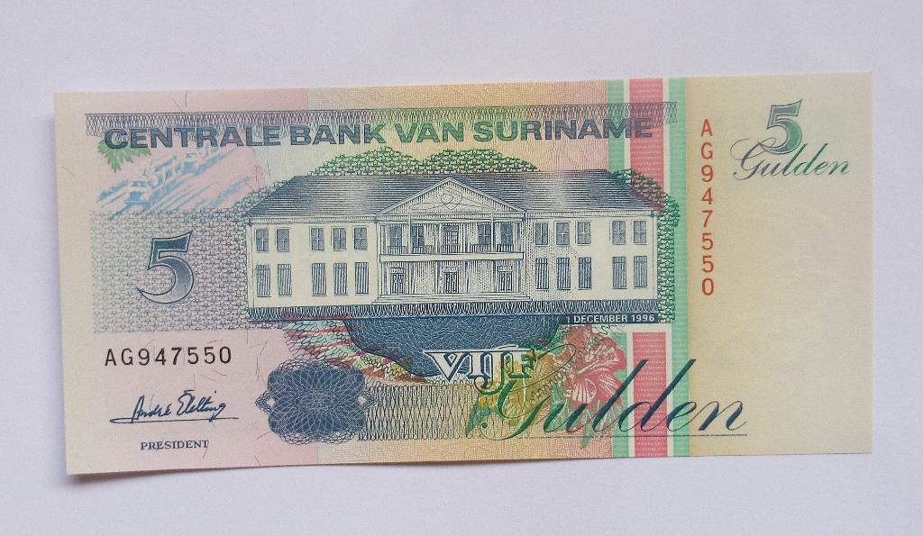 Suriname  5 Gulden 1996, Timbres & Monnaies, Billets de banque | Amérique, Envoi