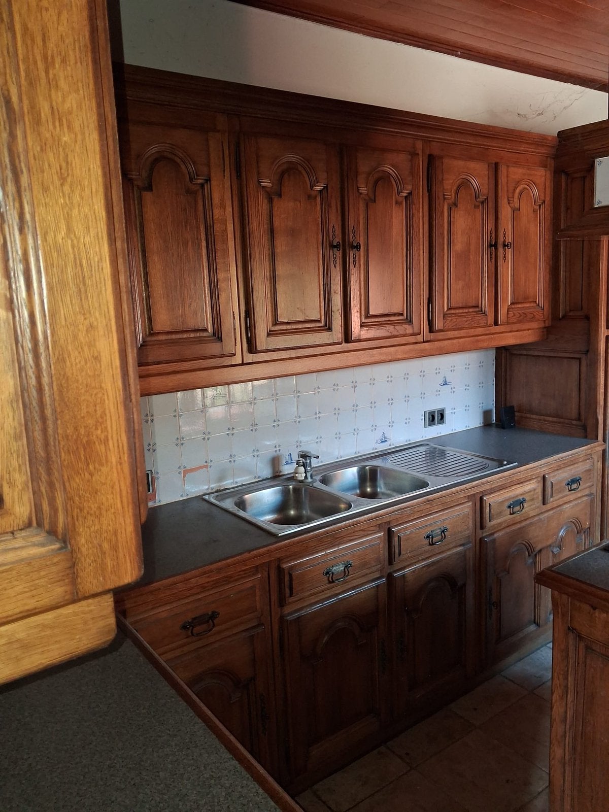 Massief eiken keuken, Maison & Meubles, Synthétique, Brun, Enlèvement, Utilisé