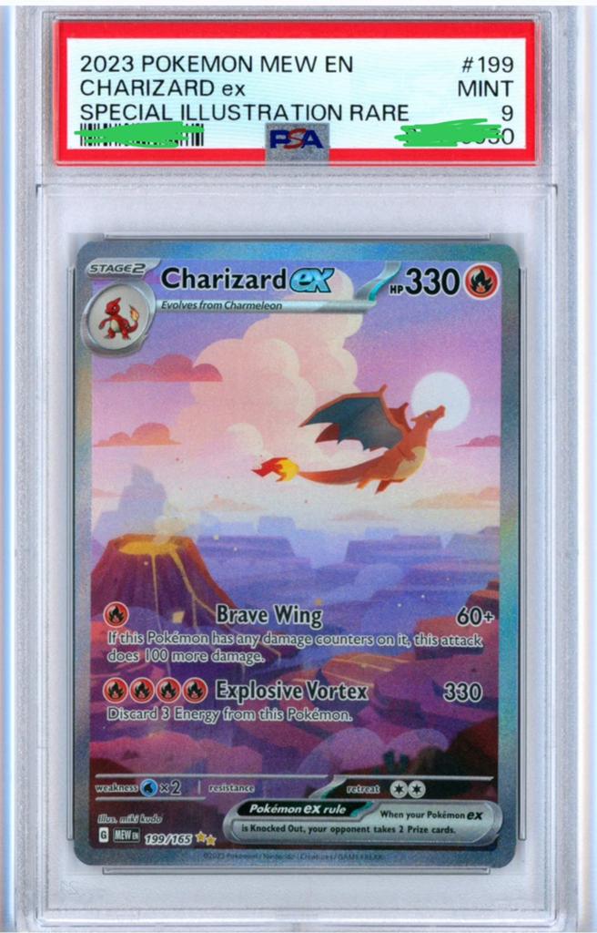 Charizard ex PSA 9 #199 Pokemon 151, Hobby en Vrije tijd, Ophalen of Verzenden, Nieuw, Losse kaart
