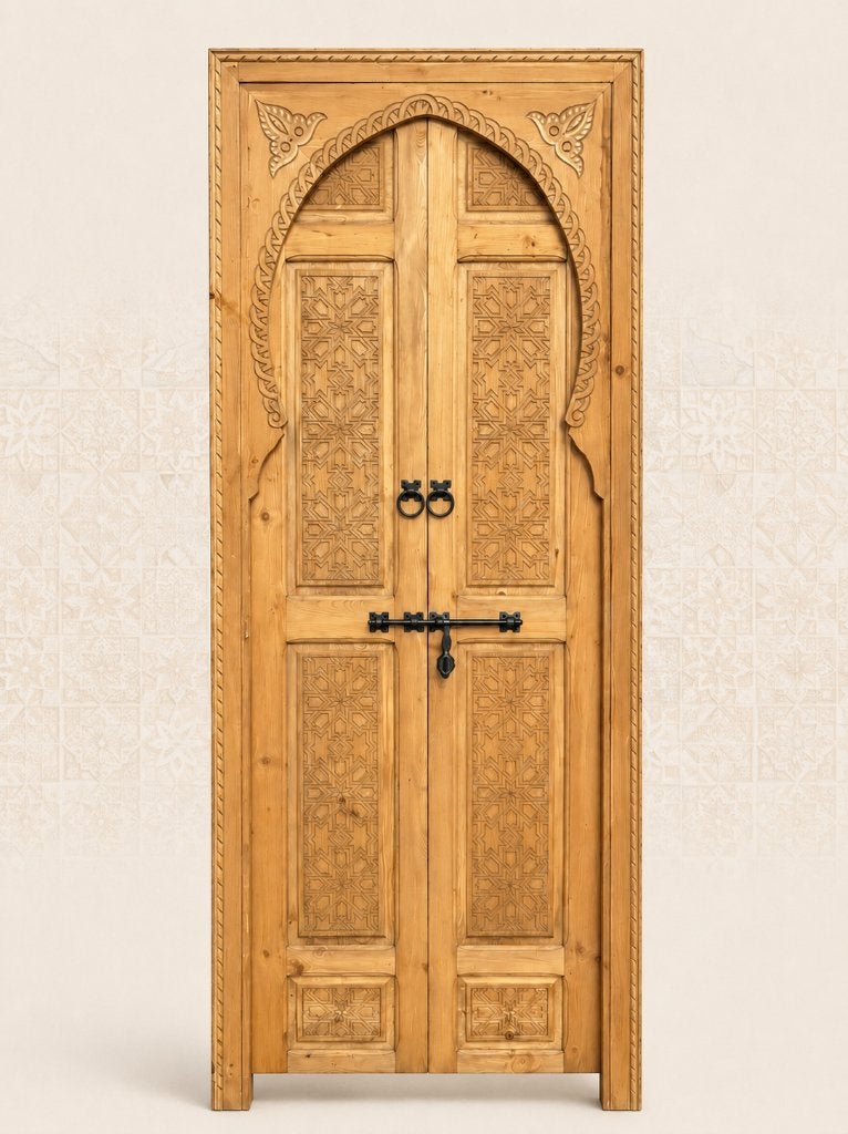 Porte en bois marocaine sculptée à la main, Enlèvement ou Envoi, Neuf